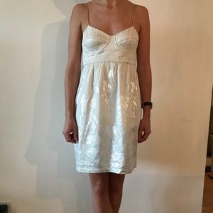Badgely Mischka White and Silver Dress